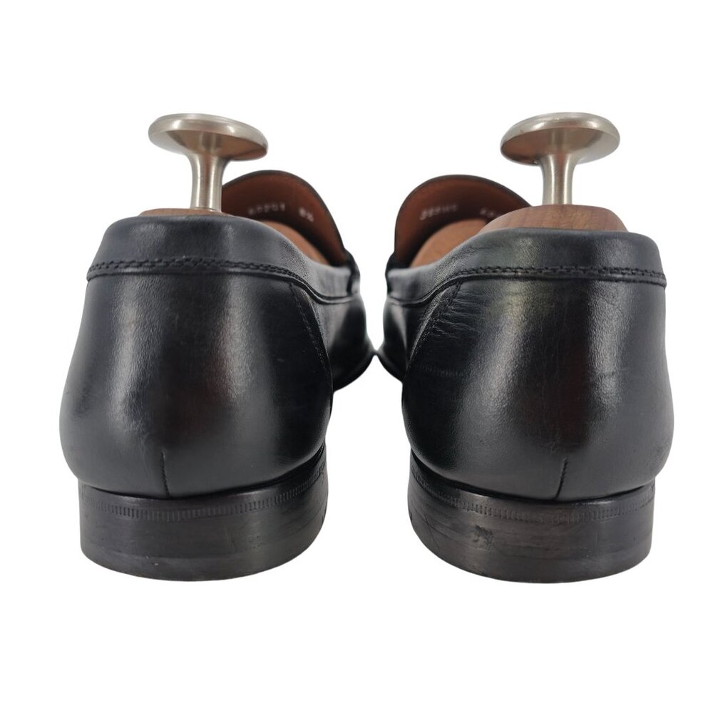 A. Testoni Mens Black Leather Bit Loafers Size 8.5 Italian Dress Shoes Classic V - Picture 3 of 12